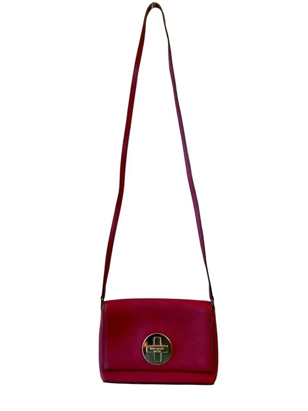 Kate Spade NY Cove Street Cranberry Red Saffiano Leather Turn-Lock Crossbody Bag